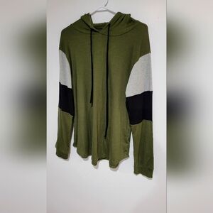 Colorblock Green White Black Lightweight Hoodie Sweatshirt Large.